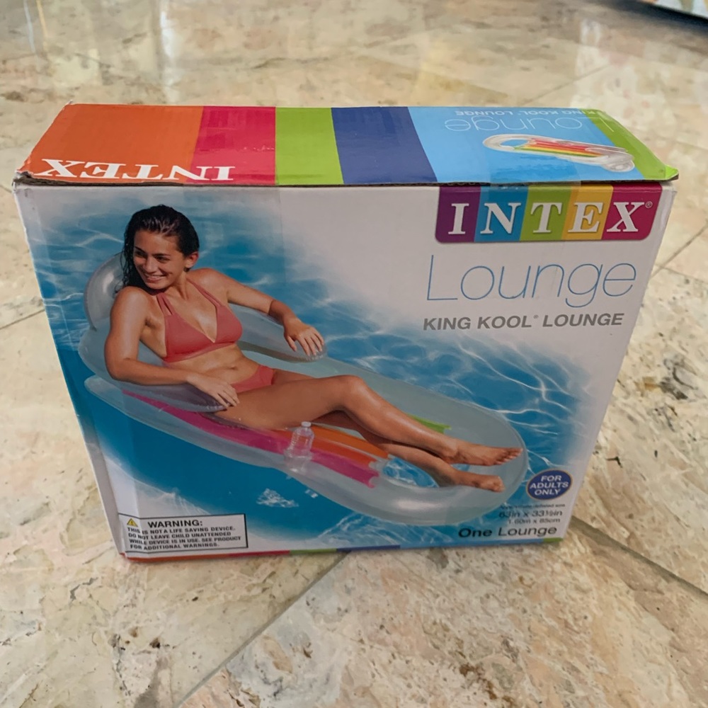Intex King Kool Lounge Floating Swimming Pool Lounger W Headrest & Cupholder NWT